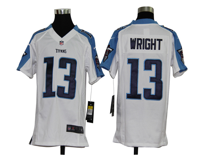 Tennessee Titans 13 Kendall Wright White youths Team Nike Game Jersey